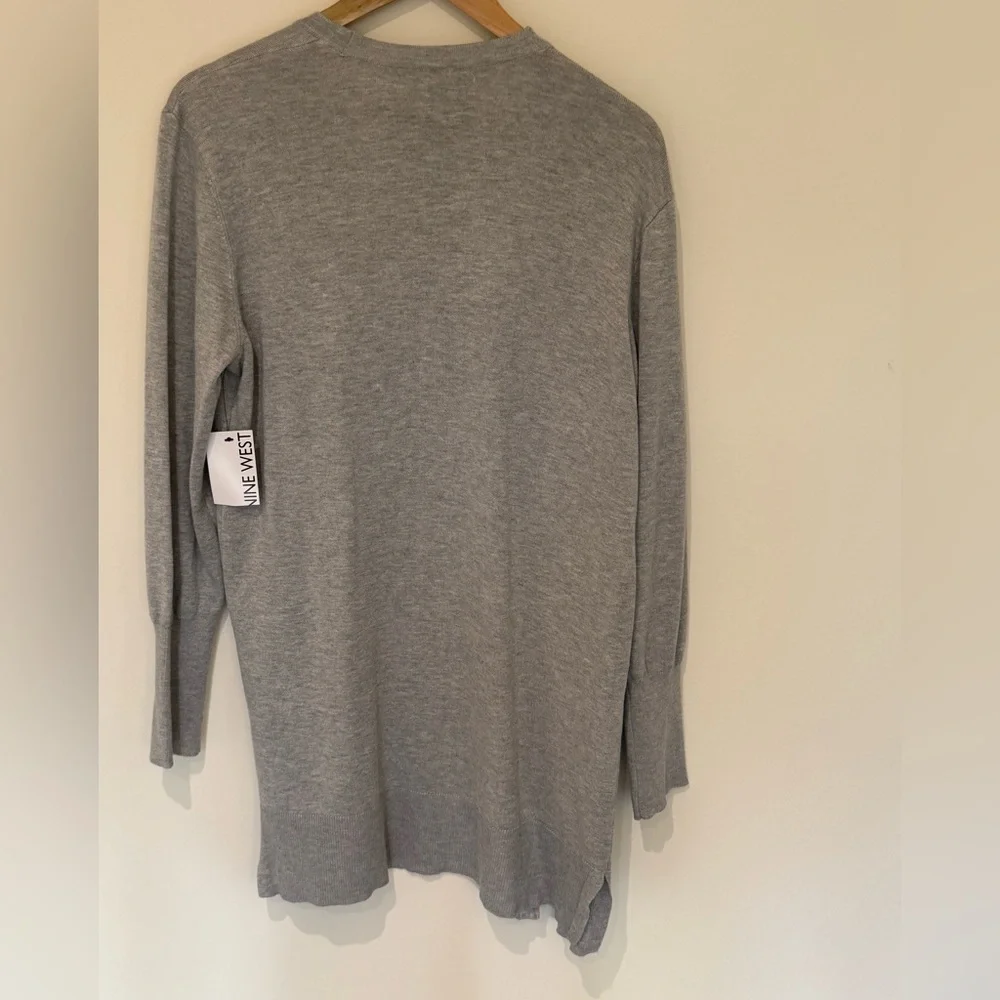 NWT Women's Nine West Essential Cardigan Light Grey size large - Picture 2 of 9